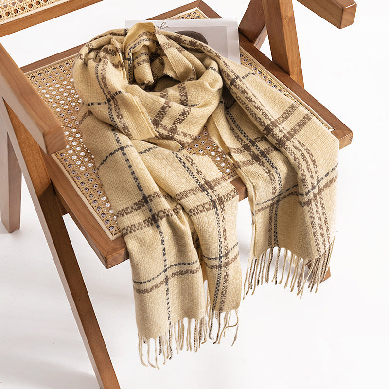 FH23-5203 Lattice stripe winter scarf