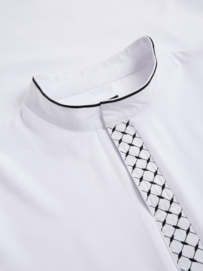 1134017  Loose Fit Embroidered White Casual Men's Abaya