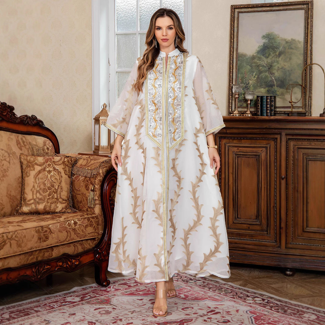SMT094 Elegant mesh embroidered dress