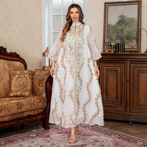 SMT094 Elegant mesh embroidered dress