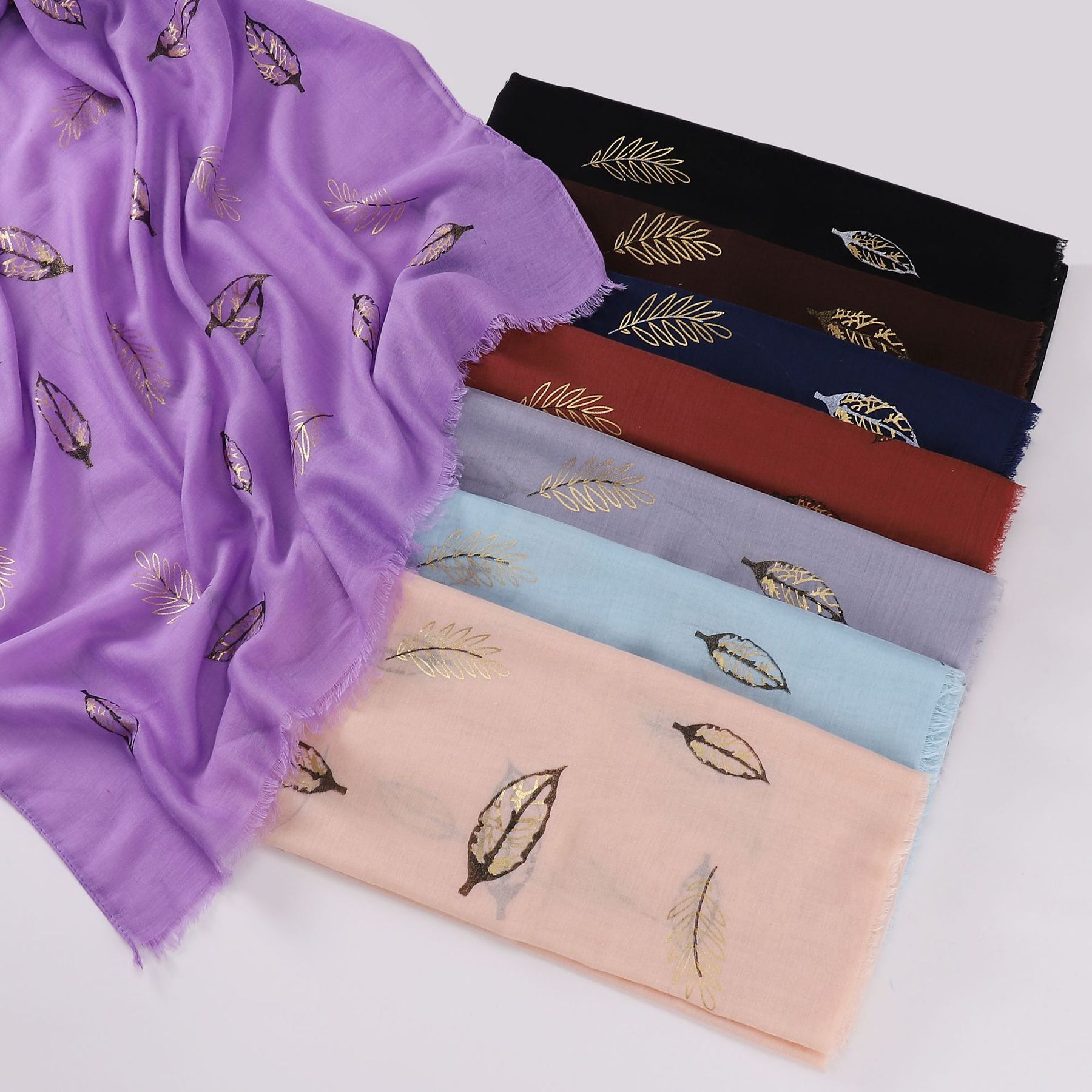 W-0039 printed hot stamping TR cotton linen hijab scarf