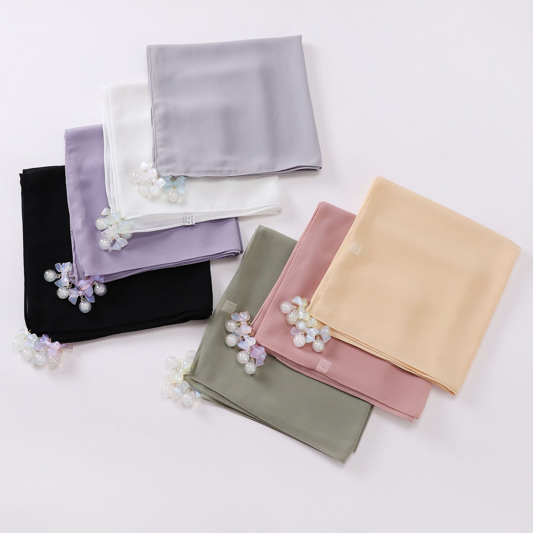 W-0038 90*90 plain pearl chiffon kerchief hijab scarf