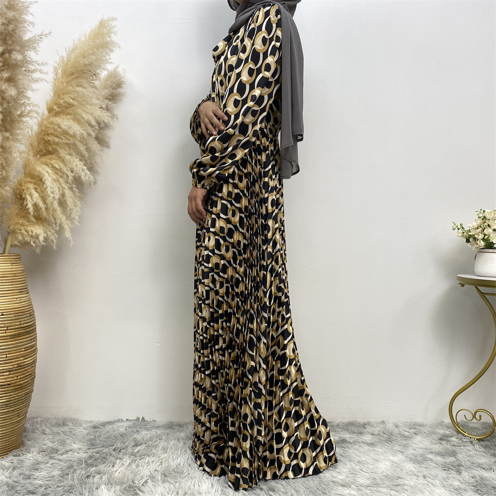 6392 printed muslim abaya dress