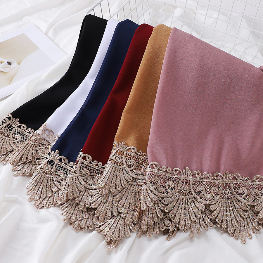 MSL229 plain lace edge hijab scarf