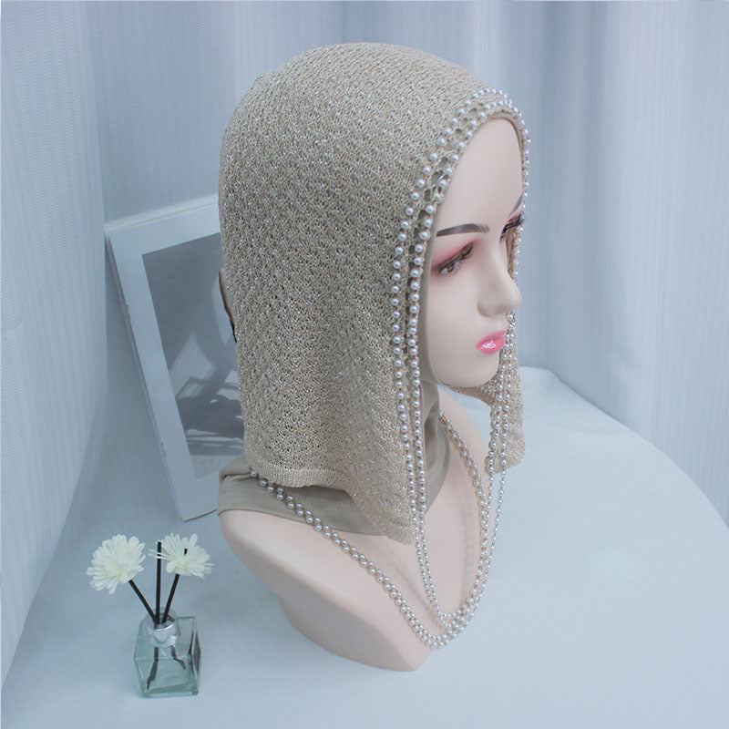 PTKCM  Fashion Beaded Chain Hollow-out Woolen Jersey Cap