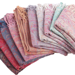 WJ046  Paisley Faux Cashmere Tassel Layering Scarf