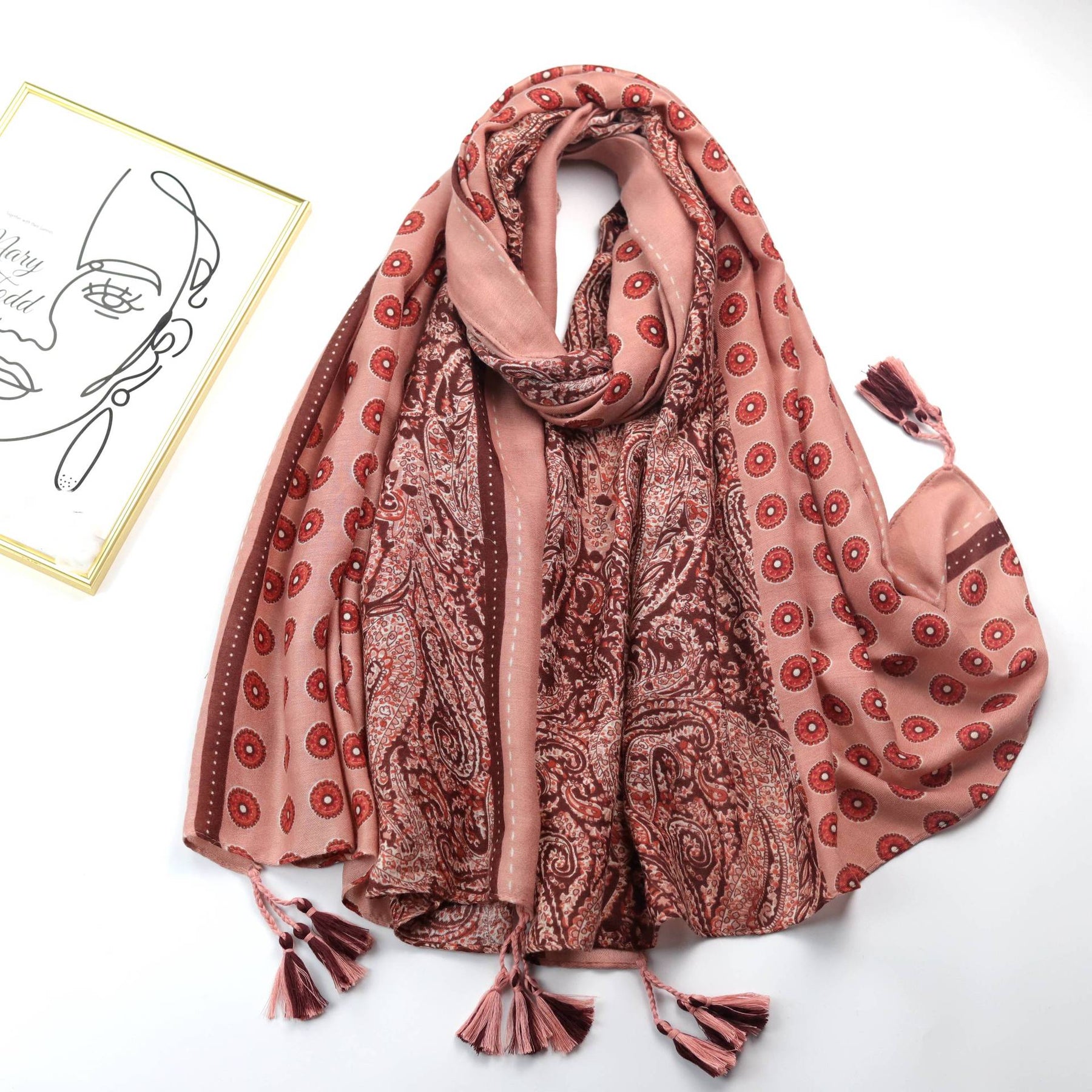 JY220912 Cashew flowers printed scarf