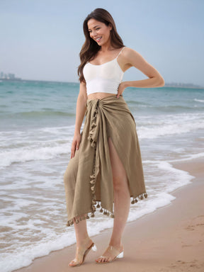 SL31  Half-length tassel shawl sun protection wrap skirt
