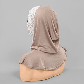 SW162  Stylish Lace Double-Layer Polyester Hijab