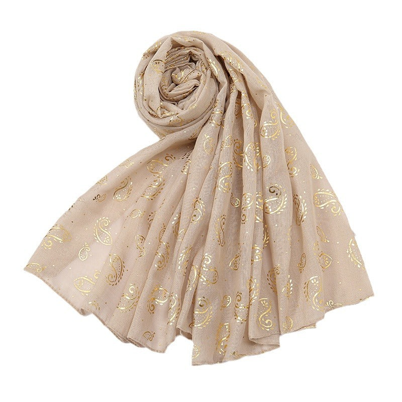 VS796   Selling solid color polyester long scarf 180 large size long scarf foreign trade popular new cashew hot gilt headscarf women