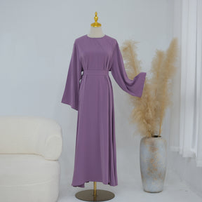 LR1189  3D Floral Open Abaya + Nida Inner Layer + Hijab Set