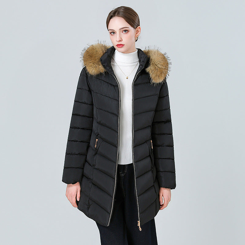 YAXF-8809  Women's Mid-Length Slim Winter Cotton-Padded Puffer Jacket