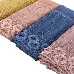 VS240 tie-dye solid color Embroidered lace patchwork hijab scarf