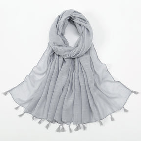 VS621 slub cotton tassel hijab scarf