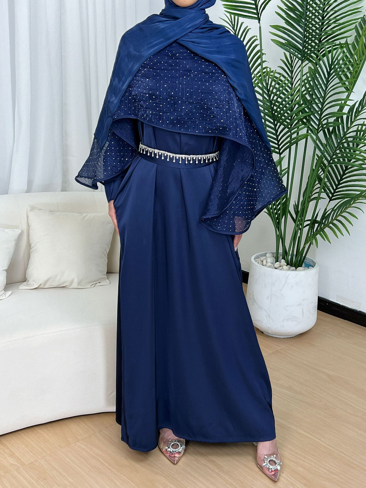 PFXK  Muslim simple cloak starry sky abaya