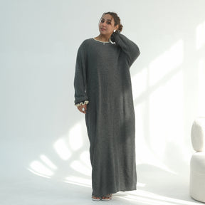 LR1108  Autumn/Winter Contrast-Color Faux Cashmere Jersey Dress