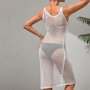 82492  Beach Dress Solid Color Sexy Knitted Beach Bikini Swimsuit (MOQ:3)