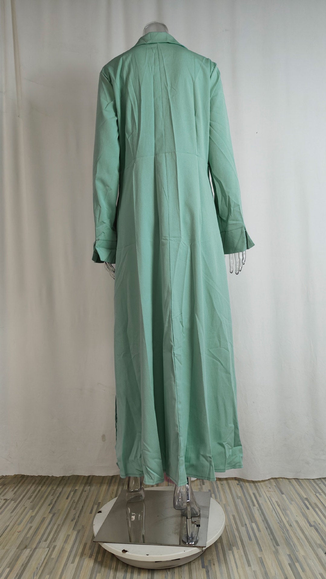 24543  Chic Spring Plain Tie-Waist Elegant Commuter Maxi Abaya Dress