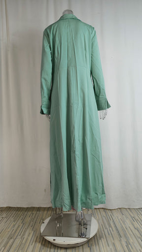 24543  Chic Spring Plain Tie-Waist Elegant Commuter Maxi Abaya Dress