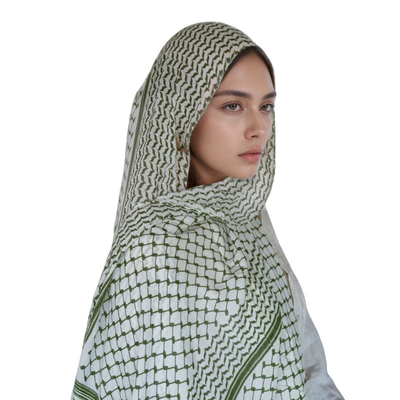 WJA237 New Arab headscarf chiffon printed checkered scarf in Dubai, UAE