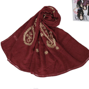 VS089 embroidery Cashew nut flower cotton hijab scarf