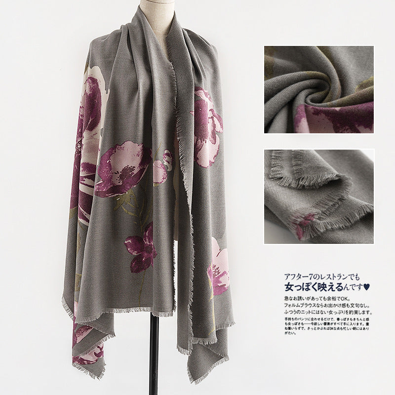 FH23-5100 flowers printed winter scarf