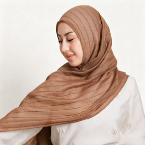 YZ328  Striped Lightweight Polyester Colorful Sequin Hijab