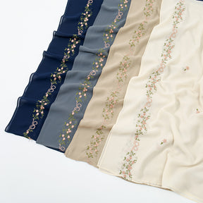 VE122  High-Quality Plain Elastic Chiffon Hijab with Embroidery