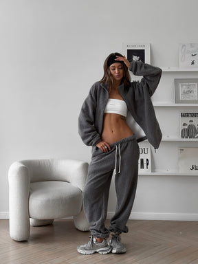 C56362  Autumn Winter New Sporty Casual Cardigan Sweatsuit Set Abaya
