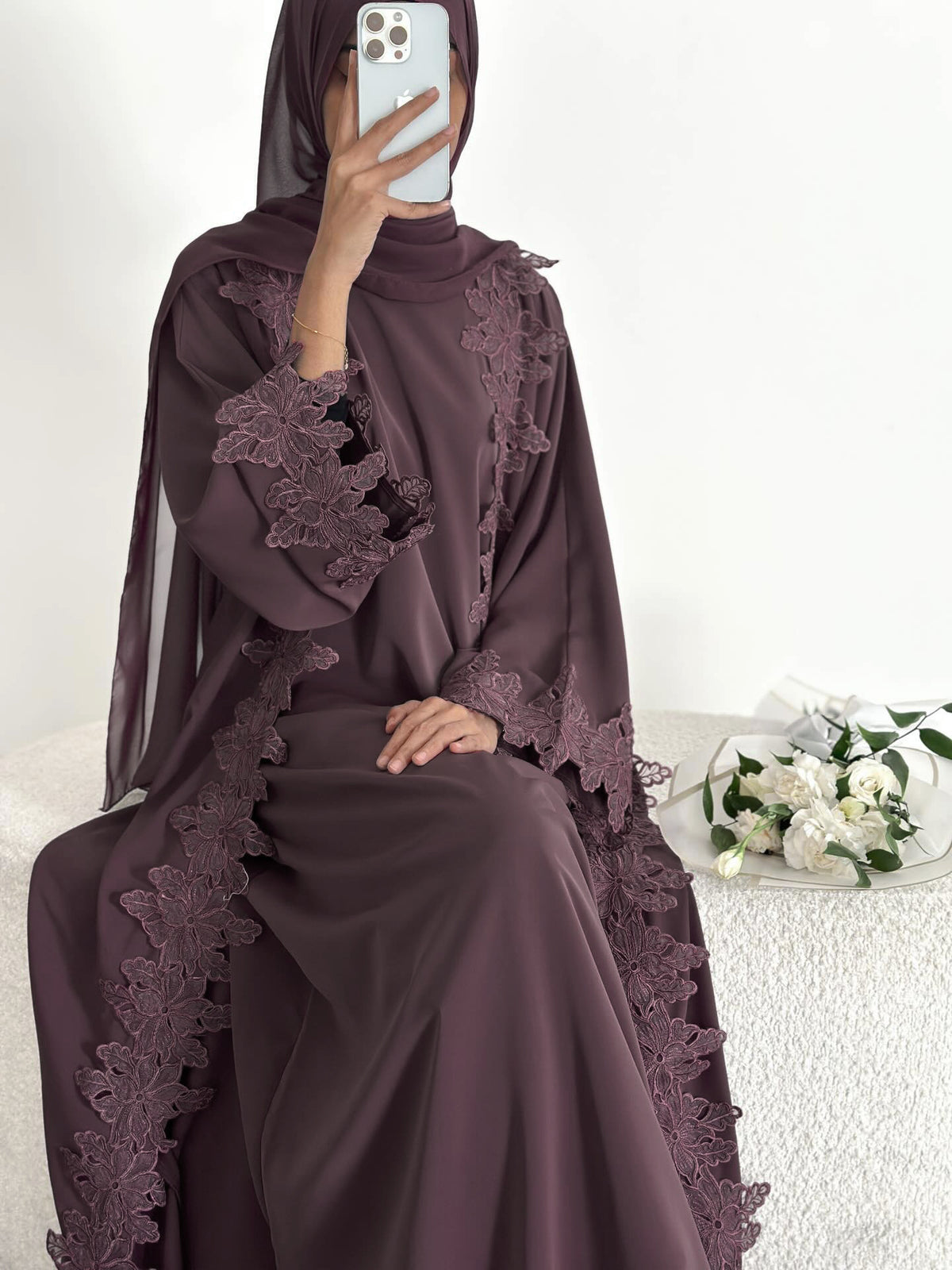 LR1184  Lace Splicing Cardigan and Inner Dress