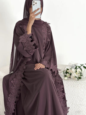 LR1184  Lace Splicing Cardigan and Inner Dress