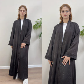 LRDB010+LRDB011  Fashion Print Elegant Cardigan Dress with Hijab Two-Piece Set