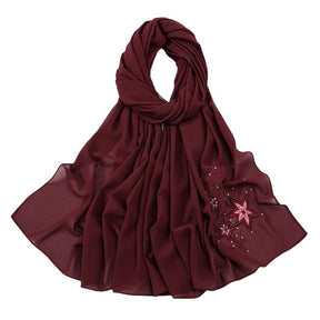 YW276 premium Embroidery hot rhinestone chiffon hijab scarf