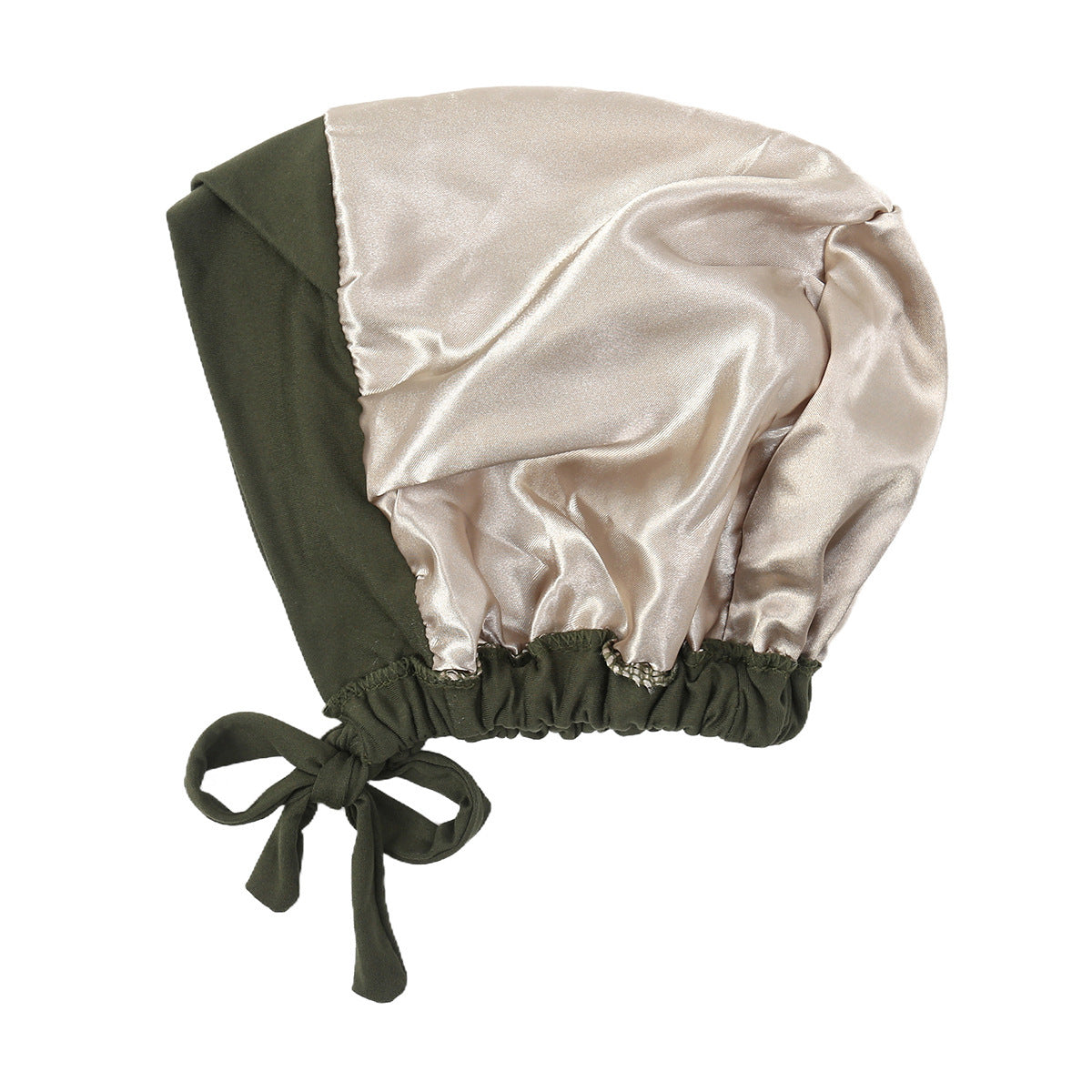 JN001  Plain Satin-Lined Polyester Tie Back Hijab Cap