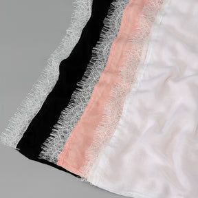 SW161  Plain Lace Trim Polyester Hijab