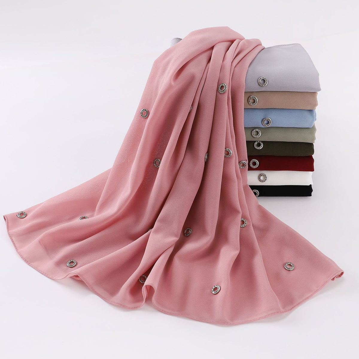 W-0075 plain pearl chiffon hijab scarf