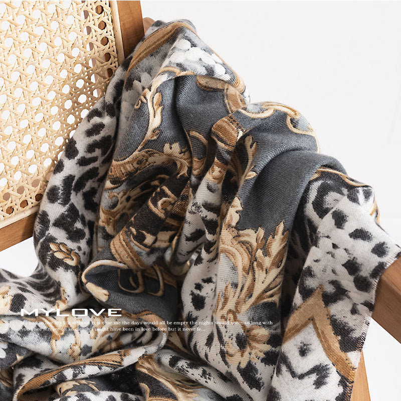 FH23-5354 Leopard print winter scarf