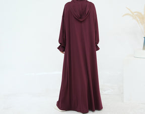 LR958  Plain Polyester Plus Size Long Sleeve Hooded Casual Dress