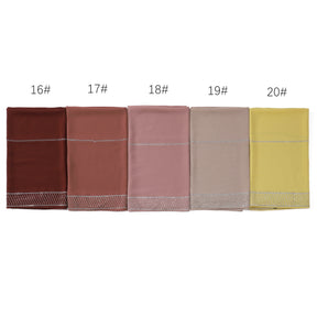 YZ324  Plain Pearl Chiffon Hijab with Rhinestones
