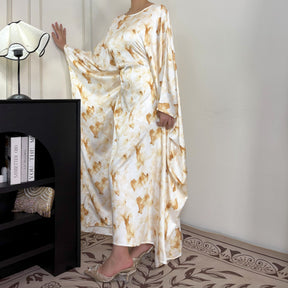SDCS  Yellow drawstring waist-cinching dress + hijab set