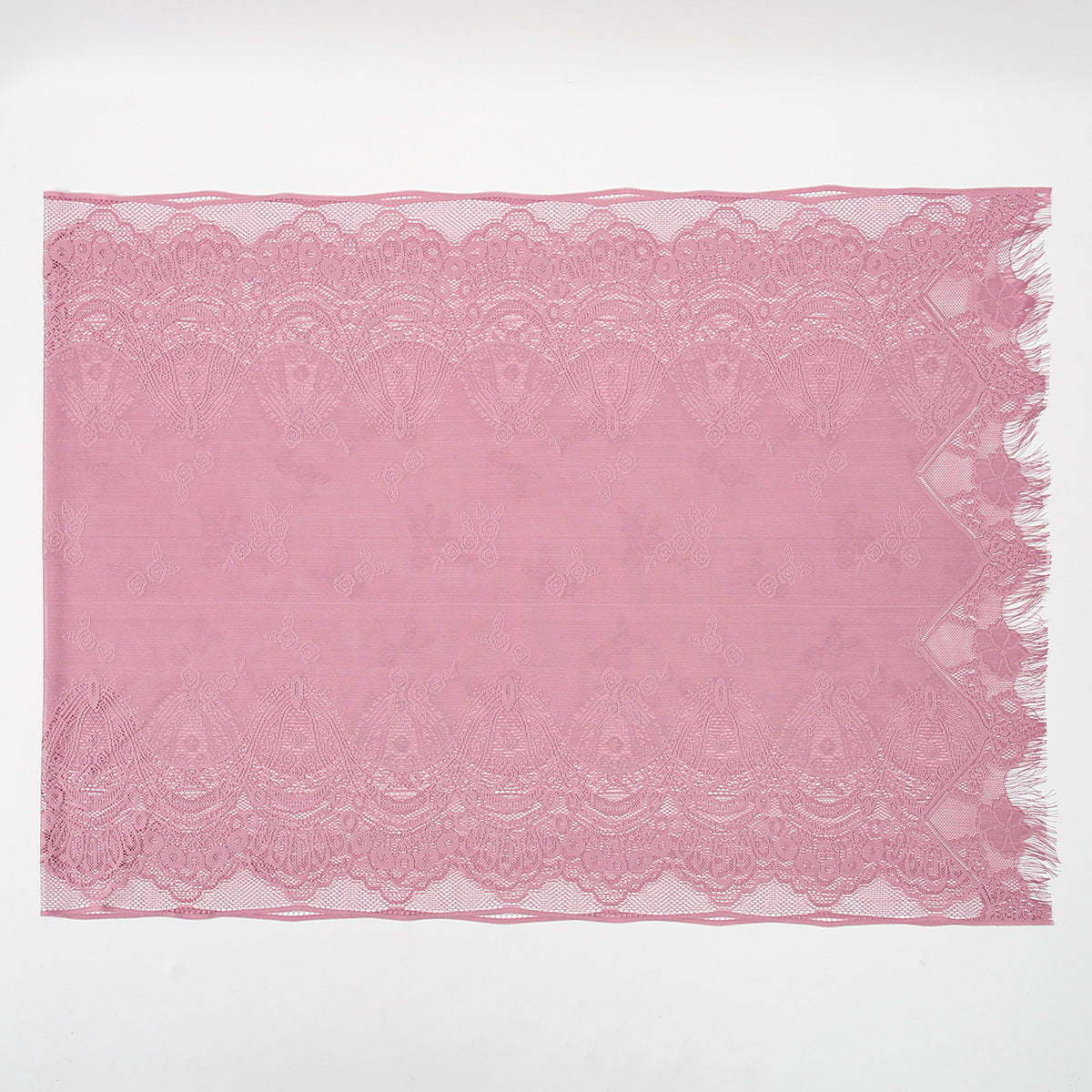 VE160  Plain Polyester Water Wave Cutout Lace Fringe Hijab