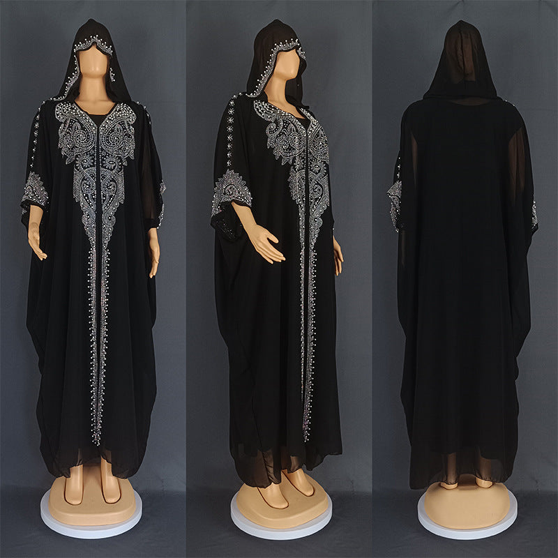 8890 Rhinestone Hooded Dress and Bra