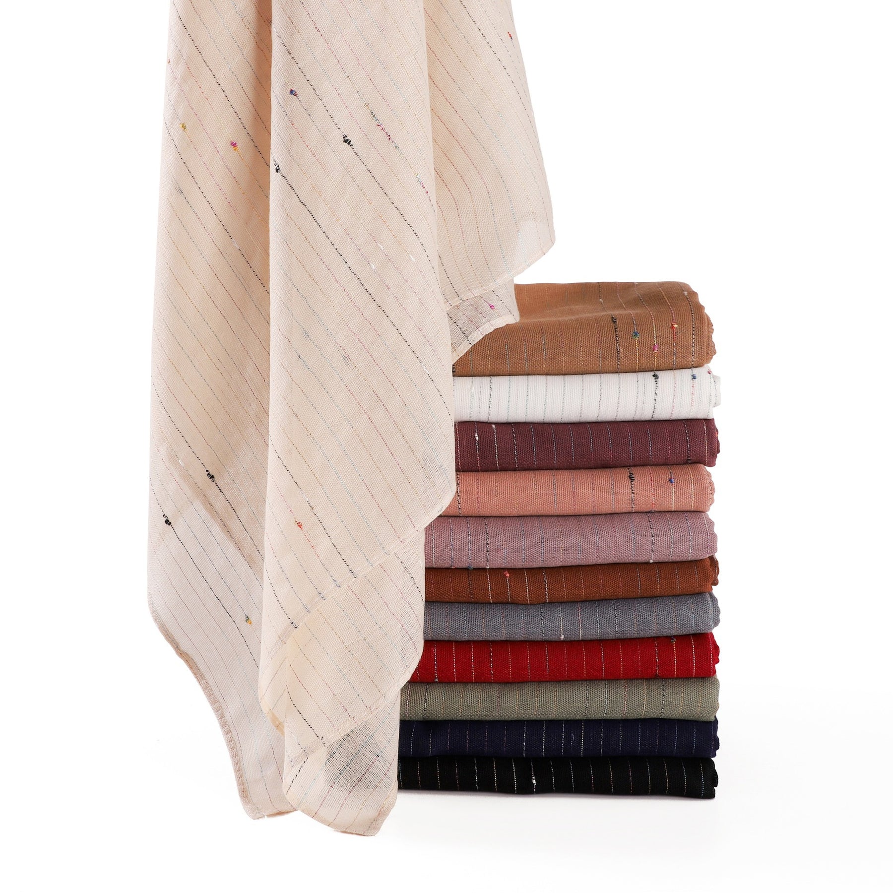 YZ340  Plain Striped Color Thread Polyester Hijab