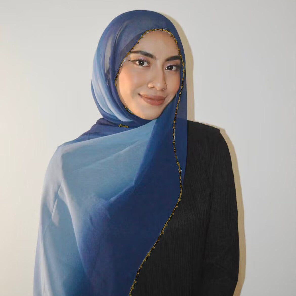 WJ055 Diamond Chiffon Omber Modal Hijab