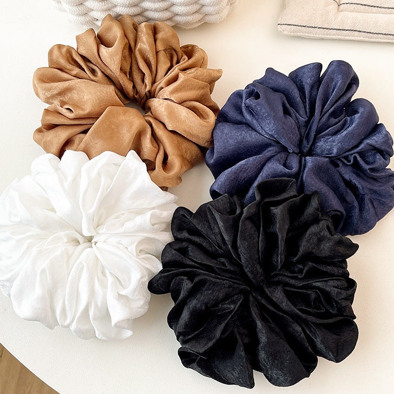 YF001  Oversized Crinkled Satin Scrunchie Hair Tie