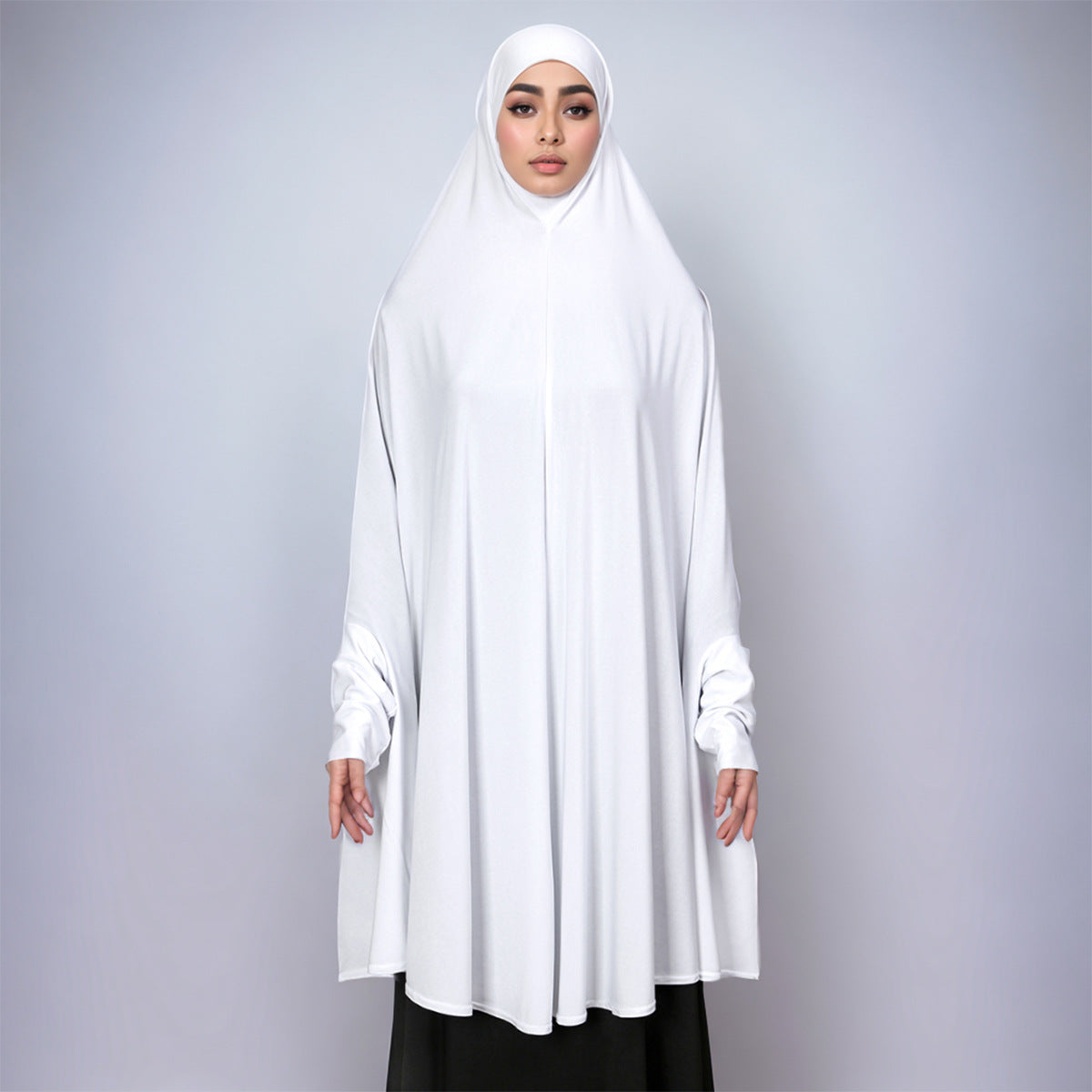 MSL096  Crystal Linen Double Layer Hijab - With Sleeves