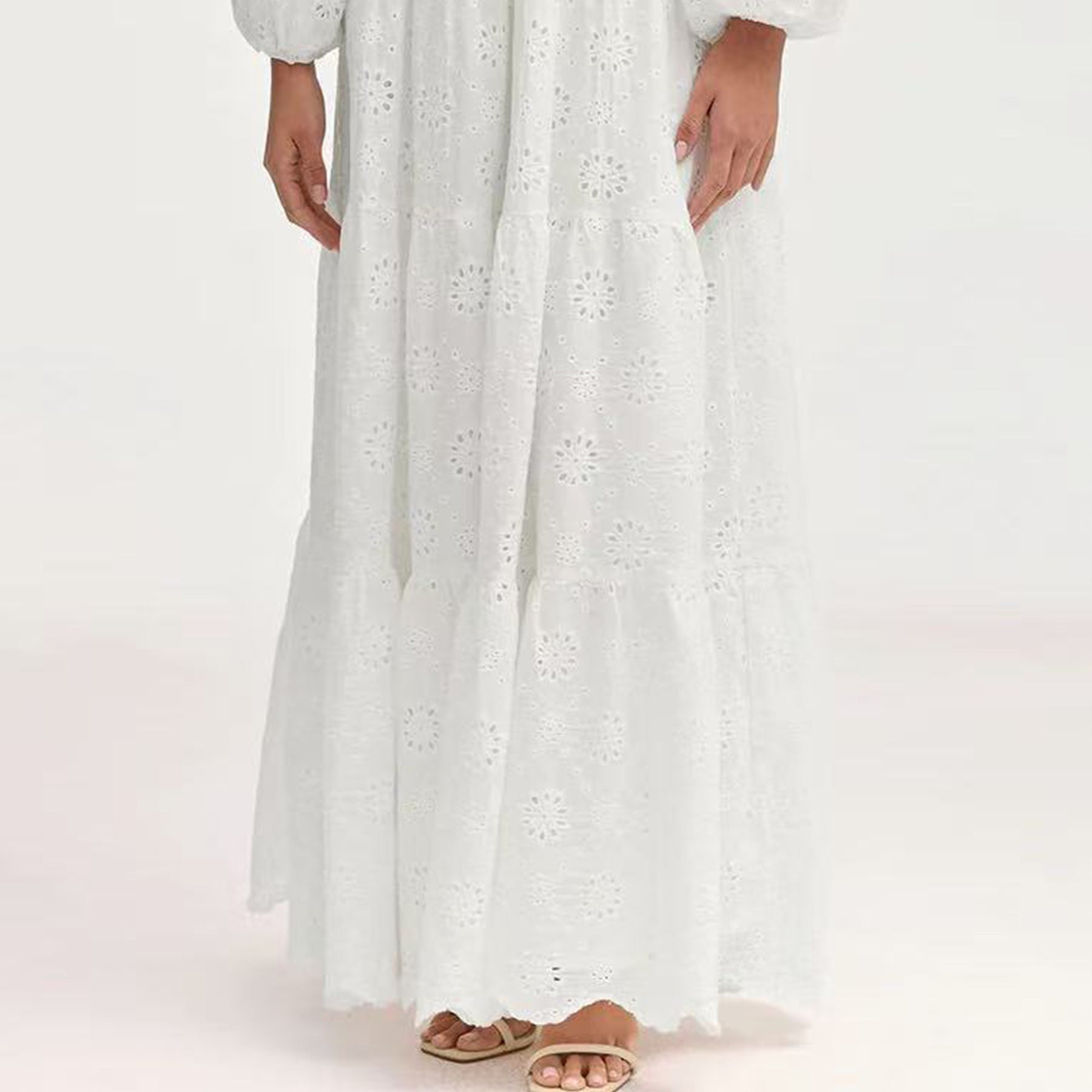 LR1066  Pure Cotton Embroidery Abaya Floral Dress