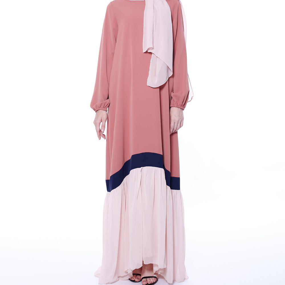 9708 Splice color muslim abaya dress