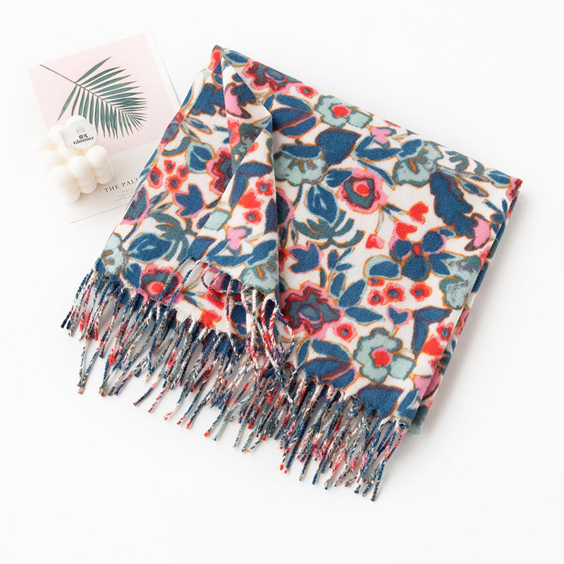 FH24-5760 Luxury printed tassel scarf