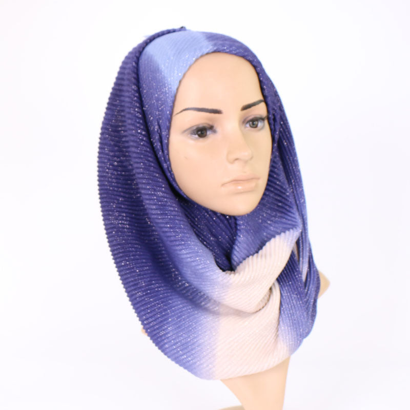 VS080 pleated gradient color hijab